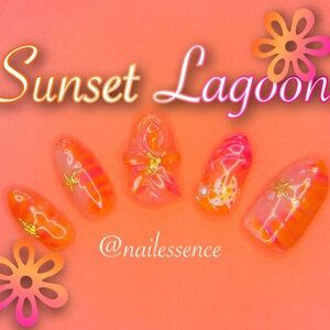 “Sunset Lagoon” Handmade Press On Nail Set